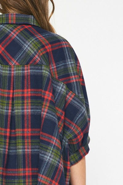 Once Again Plaid Button Up Top