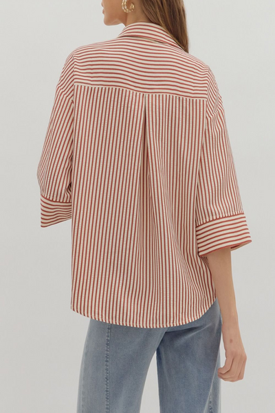 Between Us Striped Button Down Top