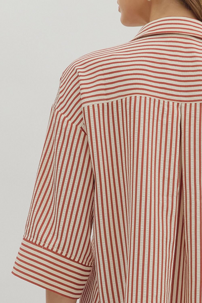 Between Us Striped Button Down Top