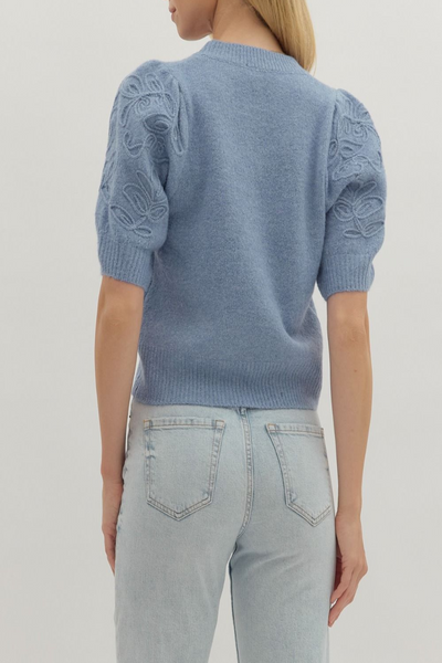 Blue Hours Applique Embroidery Sweater