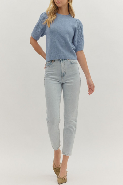 Blue Hours Applique Embroidery Sweater