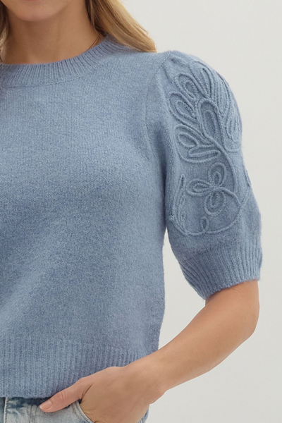 Blue Hours Applique Embroidery Sweater