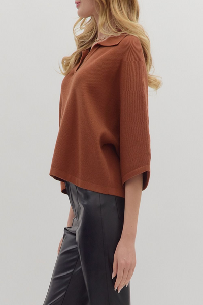 Amber Skies Collared Ribbed Sweater
