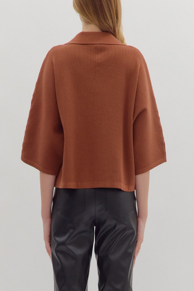 Amber Skies Collared Ribbed Sweater