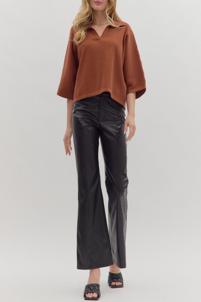 Amber Skies Collared Ribbed Sweater