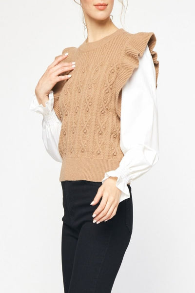 Class Act Cable Knit Sweater Vest Top