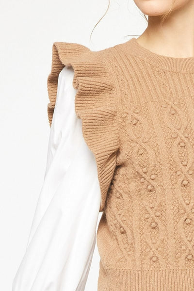 Class Act Cable Knit Sweater Vest Top