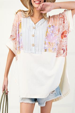 Whirlwind Mixed Print Tunic Top