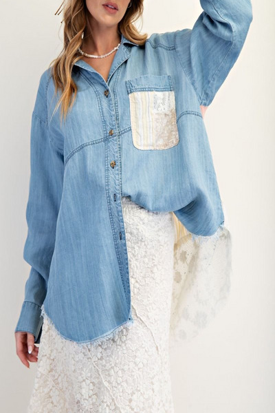 Strawberry Wine Mix & Match Chambray Top