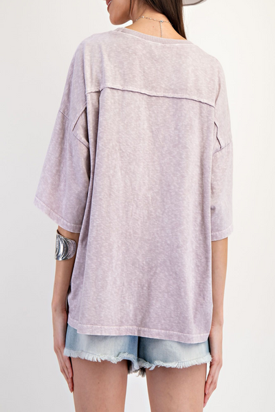 Lavender Girl Embossed Lace Mix Top