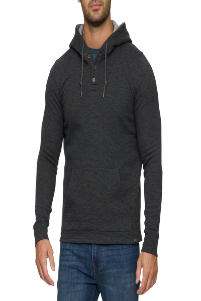 Southold Heathered Slub Henley Hoodie