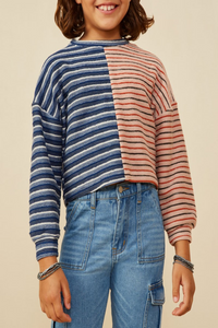 Horizon Color Block Striped Knit Top