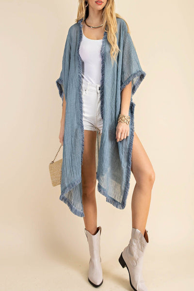 Daylight Soft Fringe Trim Kimono