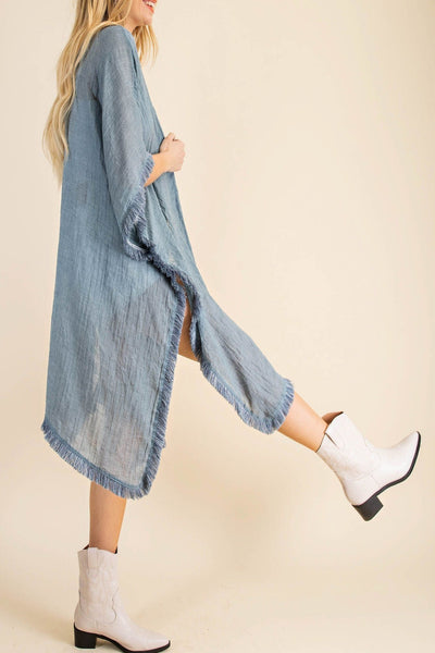 Daylight Soft Fringe Trim Kimono