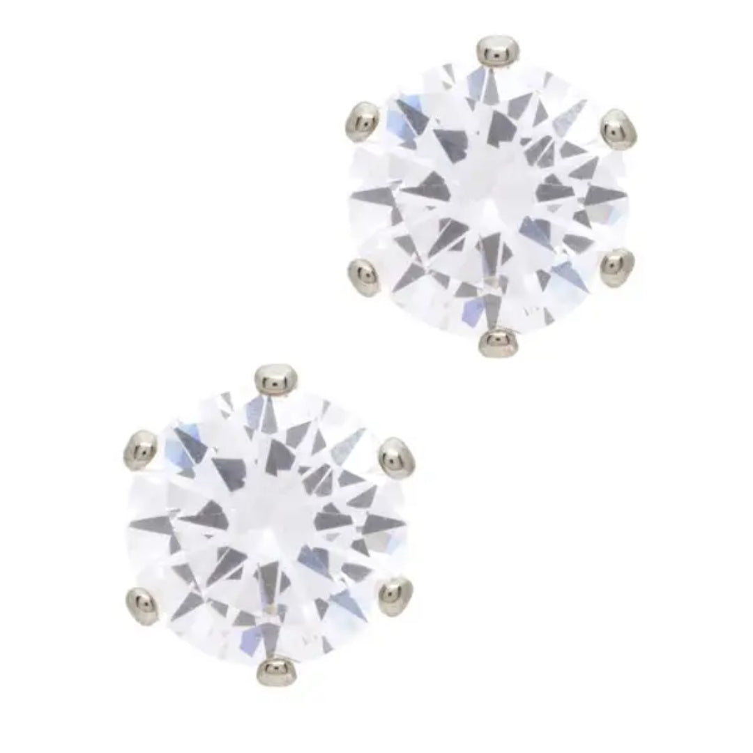 Laura Janelle Silver Crystal Stud Earrings