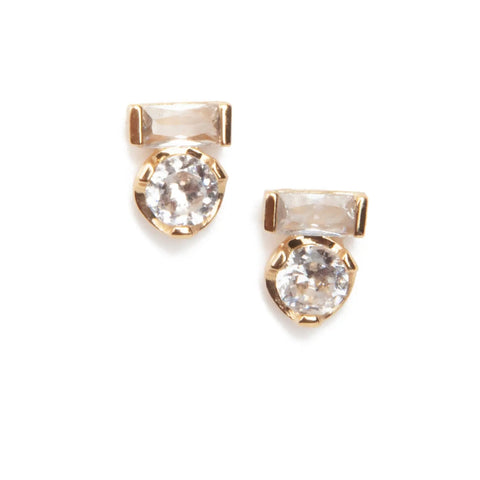 Laura Janelle Gold Crystal Circle And Square Stud Earrings