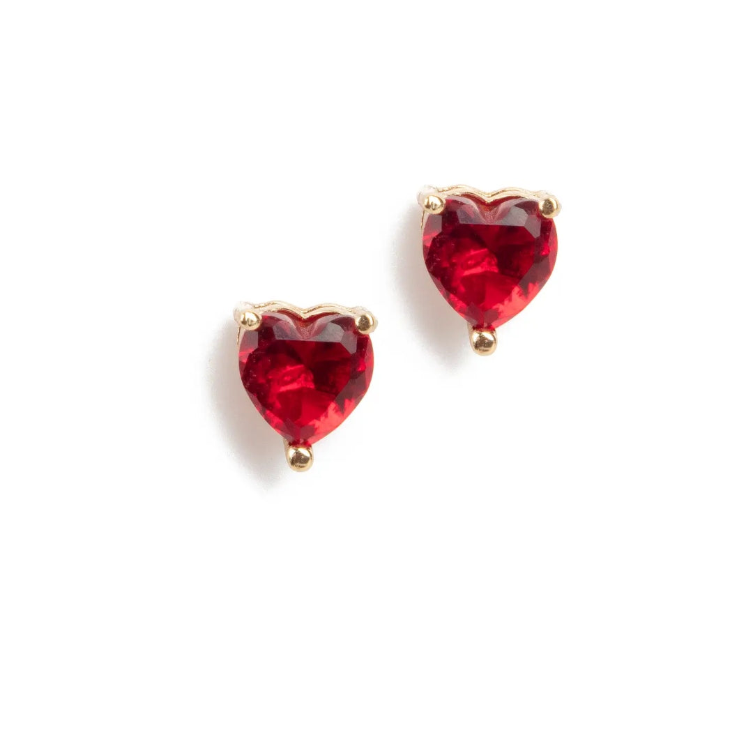 Laura Janelle Red Stone Heart Stud Earrings