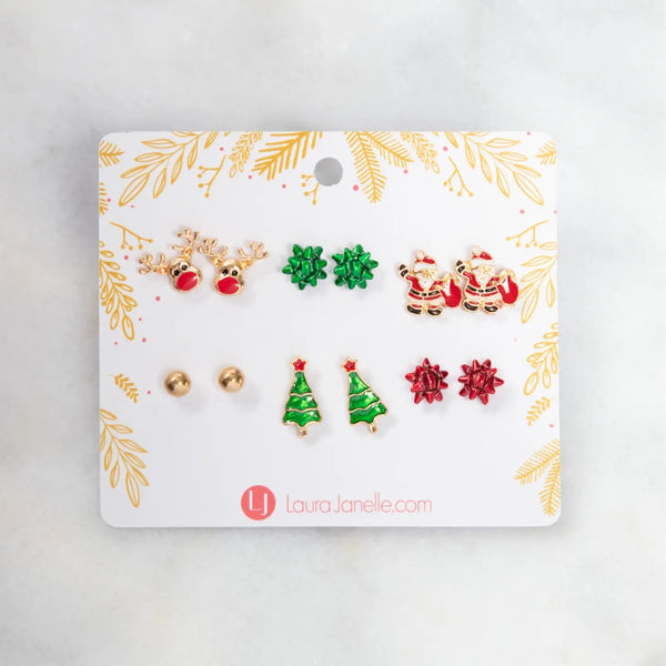 Laura Janelle Holiday 6 Pack Stud Earrings