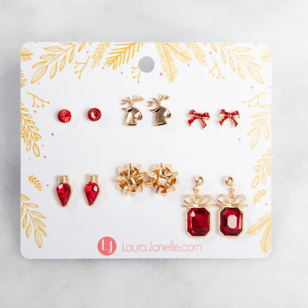 Laura Janelle Holiday 6 Pack Stud Earrings