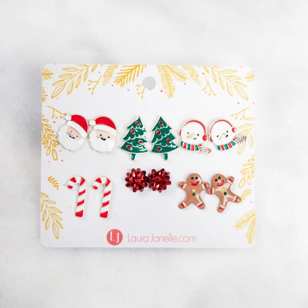 Laura Janelle Holiday 6 Pack Stud Earrings