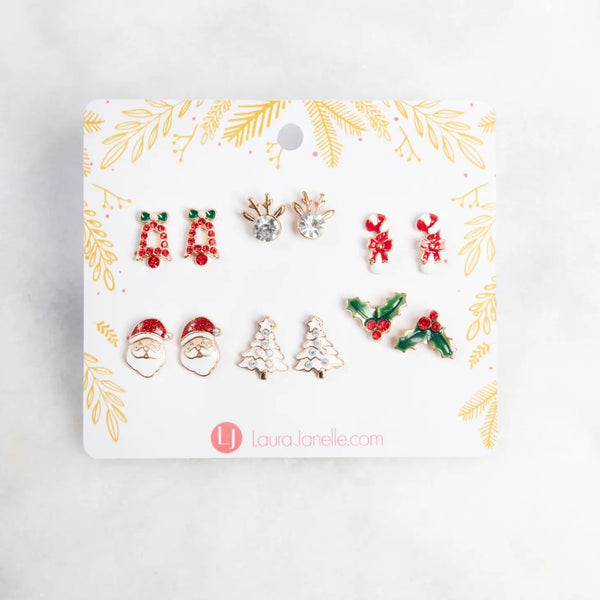 Laura Janelle Holiday 6 Pack Stud Earrings