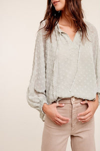 Sweet Illusion Tufted Dot Woven Top