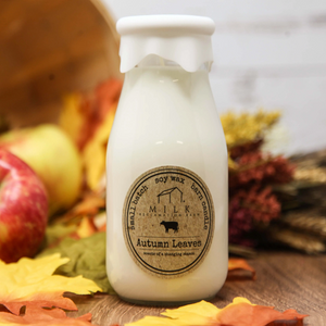 Milk Reclamation Barn Milk Bottle Candle: Autumn Leaves