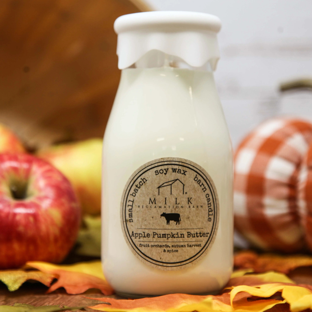 Milk Reclamation Barn Apple Pumpkin Butter Milk Bottle Candle