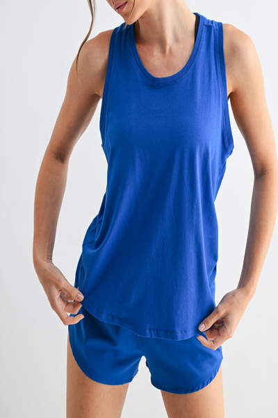 Victory Lap Pima Cotton Relaxed Racer Tank Top