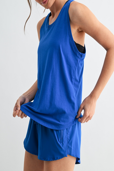 Victory Lap Pima Cotton Relaxed Racer Tank Top