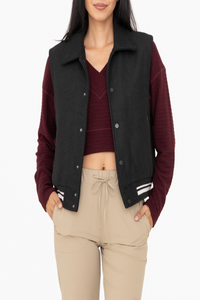 Told You So Varsity Stripe Snap Button Vest