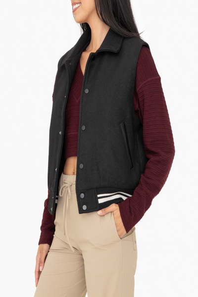 Told You So Varsity Stripe Snap Button Vest