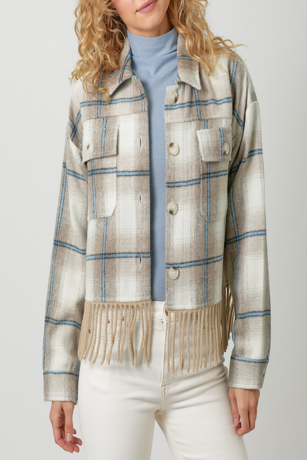 Wandering Fringe Plaid Shacket