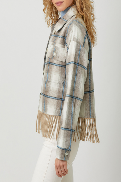 Wandering Fringe Plaid Shacket