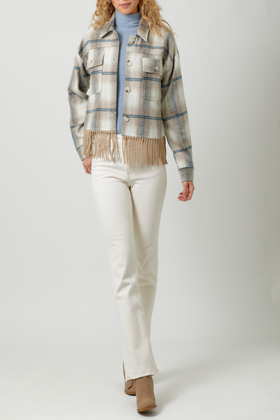 Wandering Fringe Plaid Shacket