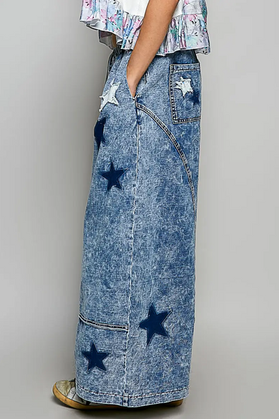 Star Struck Mineral Wash Wide Leg Star Pant