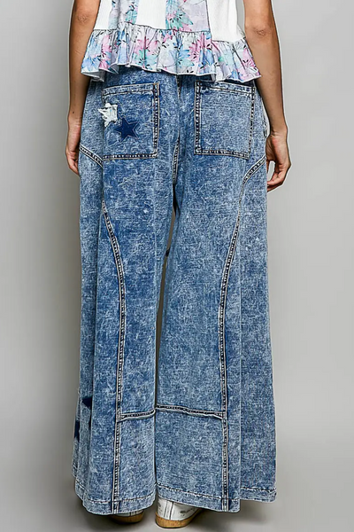Star Struck Mineral Wash Wide Leg Star Pant