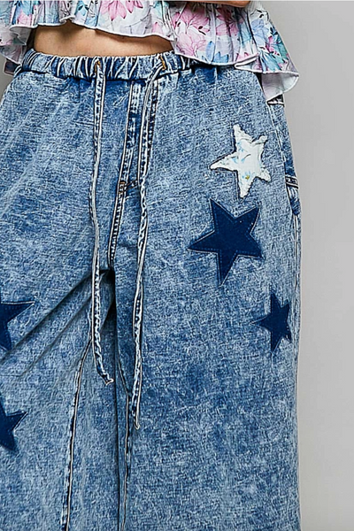 Star Struck Mineral Wash Wide Leg Star Pant