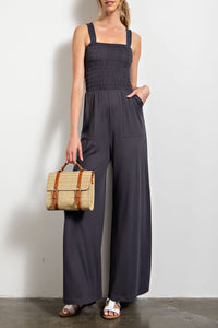 There She Goes Butter Soft Smocked Jumpsuit