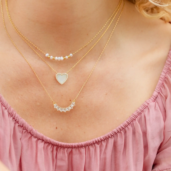 My Heart Is Yours Shell Pave Heart Necklace