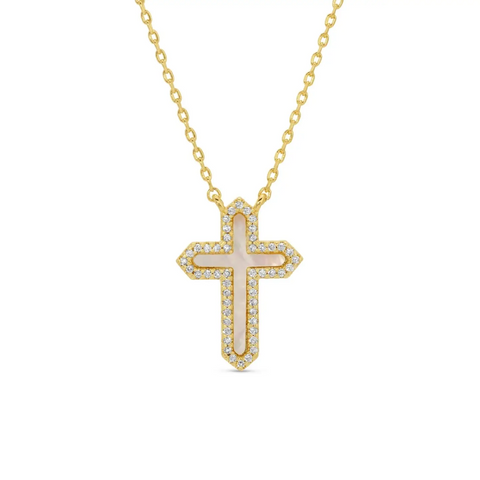 Feel the Faith Shell Pave Cross Necklace