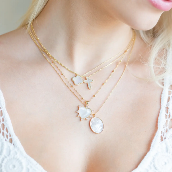 Feel the Faith Shell Pave Cross Necklace