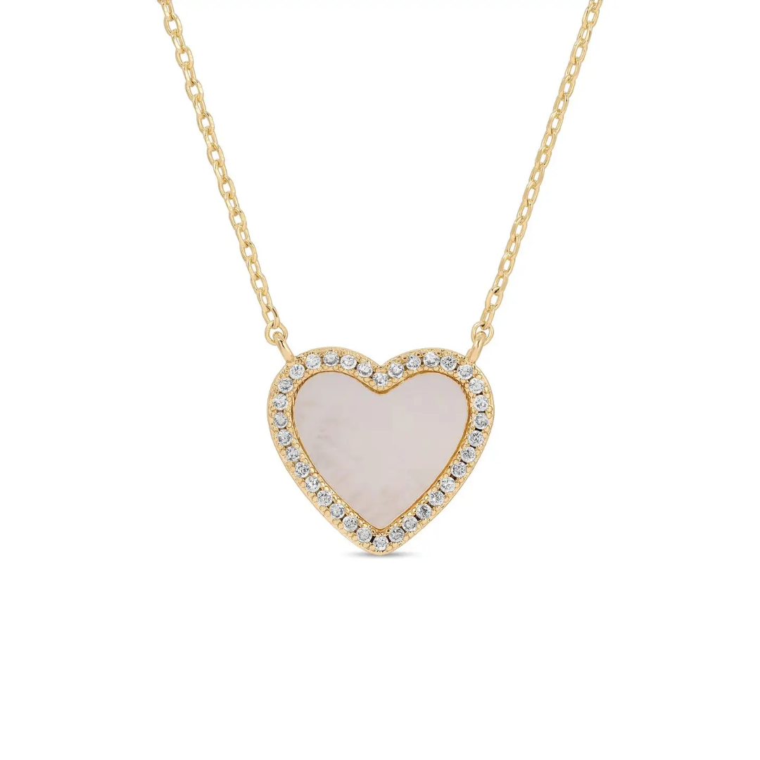 My Heart Is Yours Shell Pave Heart Necklace