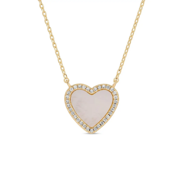 My Heart Is Yours Shell Pave Heart Necklace