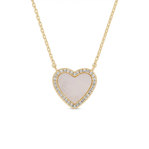 My Heart Is Yours Shell Pave Heart Necklace