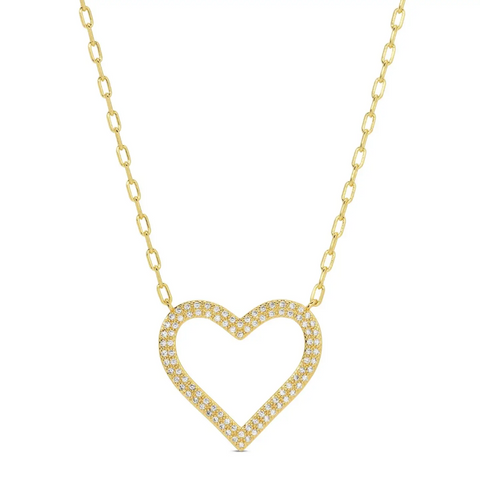 Open Heart Pave Pendant Necklace