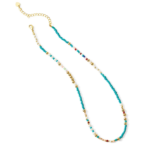 Seed Bead and Gold Pearl Necklace