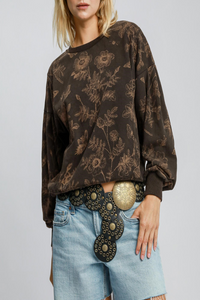 Blackbird French Terry Floral Print Top