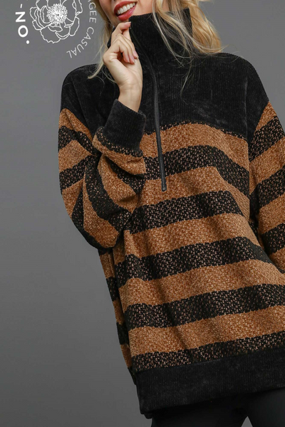 Little Things Soft Stripe Half-Zip Top