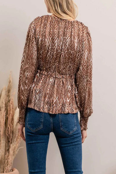 November Twilight Snake Print Surplice Top